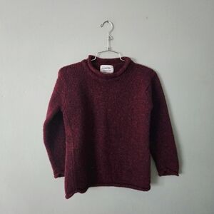 Rossan Handmade Irish 100% Wool Burgundy Red Sweater, size Small